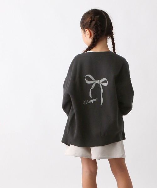 GLOBAL WORK（グローバルワーク）の「メルティニットVカーデ/589256（カーディガン/ボレロ・キッズ・ブラック/サックスブルー/ホワイト系5/ホワイト系8・130cm/140cm/150cm/160cm）」の3枚目の写真