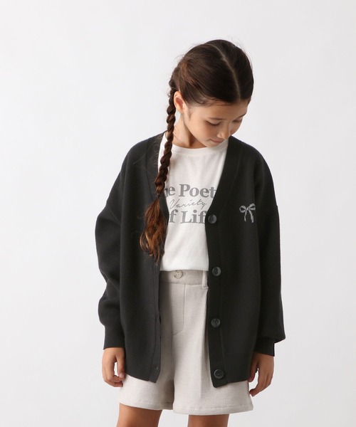 GLOBAL WORK（グローバルワーク）の「メルティニットVカーデ/589256（カーディガン/ボレロ・キッズ・ブラック/サックスブルー/ホワイト系5/ホワイト系8・130cm/140cm/150cm/160cm）」の9枚目の写真