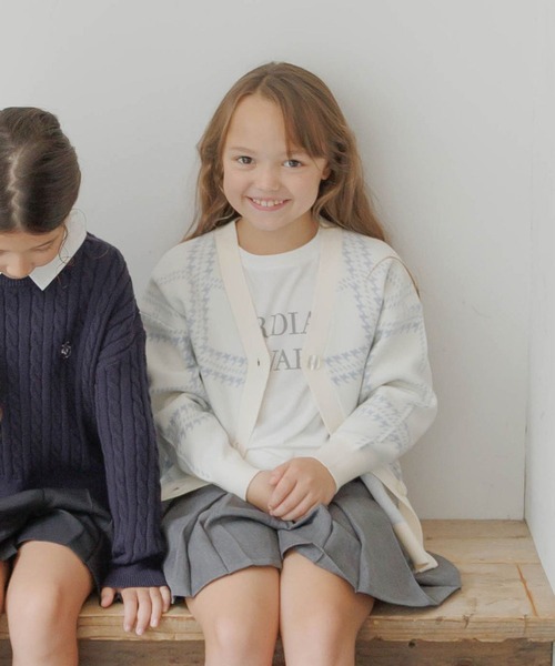 GLOBAL WORK（グローバルワーク）の「メルティニットVカーデ/589256（カーディガン/ボレロ・キッズ・ブラック/サックスブルー/ホワイト系5/ホワイト系8・130cm/140cm/150cm/160cm）」の5枚目の写真