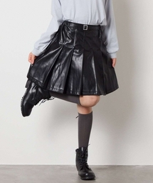 a.v.v（アーヴェヴェ）の「[120-160]フェイクレザープリーツスカート（スカート・キッズ）」