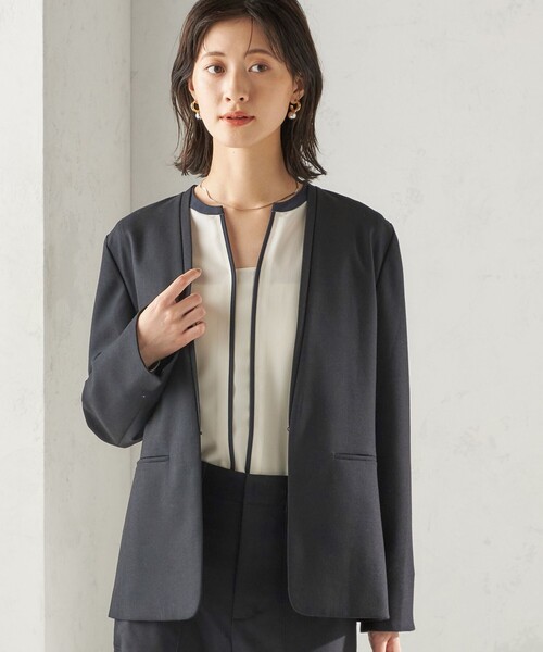 セール】〈手洗い可能〉DELEGANT ダブルカラー ジャケット