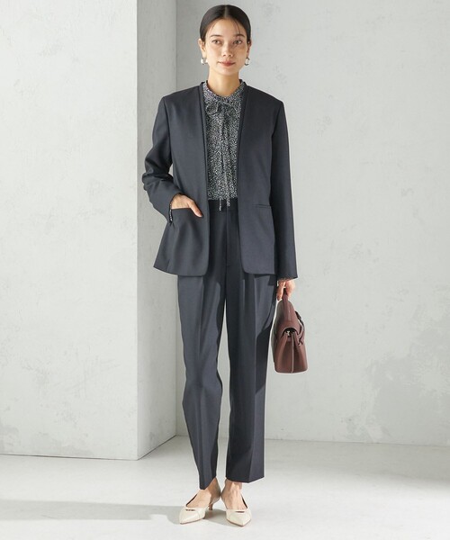 SHIPS（シップス）の「〈手洗い可能〉DELEGANT ダブルカラー ジャケット（セットアップ対応）（ノーカラージャケット・レディース・ブラウン系/ベージュ/ネイビー・40/38/36/34）」の5枚目の写真