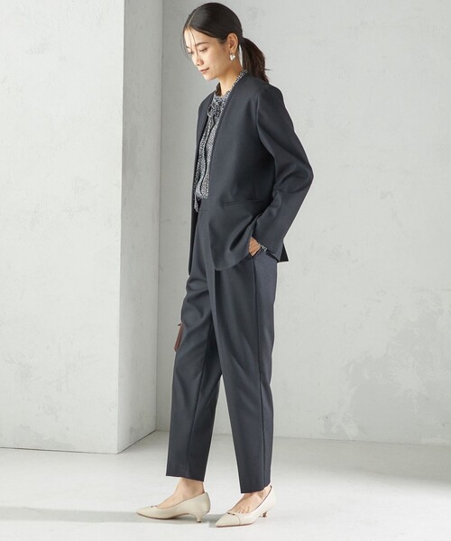 SHIPS（シップス）の「〈手洗い可能〉DELEGANT ダブルカラー ジャケット（セットアップ対応）（ノーカラージャケット・レディース・ブラウン系/ベージュ/ネイビー・40/38/36/34）」の6枚目の写真