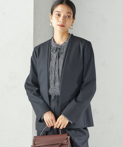 SHIPS（シップス）の「〈手洗い可能〉DELEGANT ダブルカラー ジャケット（セットアップ対応）（ノーカラージャケット・レディース・ブラウン系/ベージュ/ネイビー・40/38/36/34）」の8枚目の写真