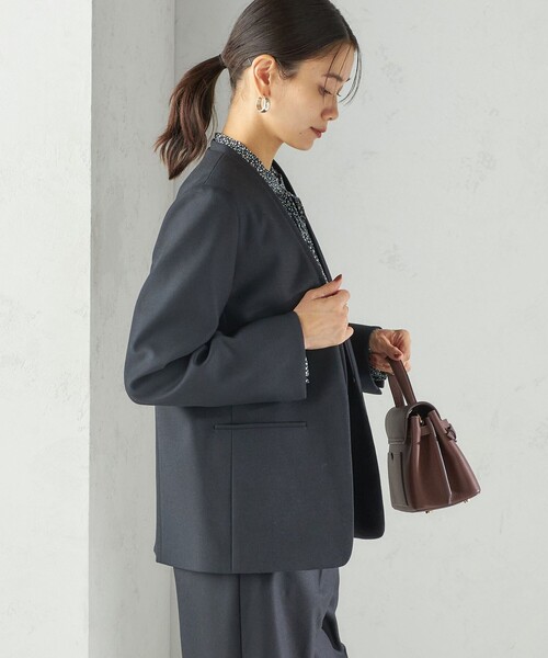 SHIPS（シップス）の「〈手洗い可能〉DELEGANT ダブルカラー ジャケット（セットアップ対応）（ノーカラージャケット・レディース・ブラウン系/ベージュ/ネイビー・40/38/36/34）」の9枚目の写真