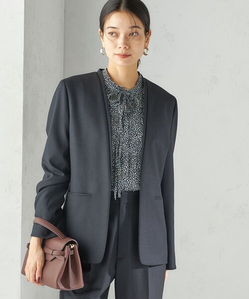 SHIPS（シップス）の「〈手洗い可能〉DELEGANT ダブルカラー ジャケット（セットアップ対応）（ノーカラージャケット・レディース・ブラウン系/ベージュ/ネイビー・40/38/36/34）」の11枚目の写真