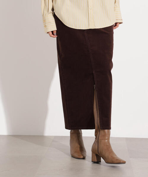 N.（N. Natural Beauty Basic）（エヌエヌナチュラルビューティーベーシック）の「【PS/低身長サイズ】コーデュロイスリットスカート（スカート・レディース・オフホワイト/ダークブラウン・MEDIUM/P/S）」の12枚目の写真