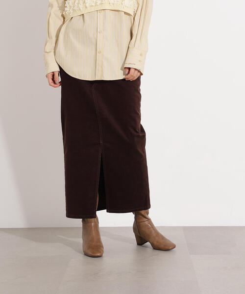 N.（N. Natural Beauty Basic）（エヌエヌナチュラルビューティーベーシック）の「【PS/低身長サイズ】コーデュロイスリットスカート（スカート・レディース・オフホワイト/ダークブラウン・MEDIUM/P/S）」の8枚目の写真