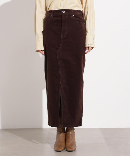 N.（N. Natural Beauty Basic）（エヌエヌナチュラルビューティーベーシック）の「【PS/低身長サイズ】コーデュロイスリットスカート（スカート・レディース・オフホワイト/ダークブラウン・MEDIUM/P/S）」の3枚目の写真