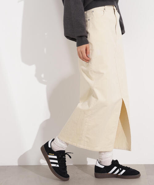 N.（N. Natural Beauty Basic）（エヌエヌナチュラルビューティーベーシック）の「【PS/低身長サイズ】コーデュロイスリットスカート（スカート・レディース・オフホワイト/ダークブラウン・MEDIUM/P/S）」の2枚目の写真