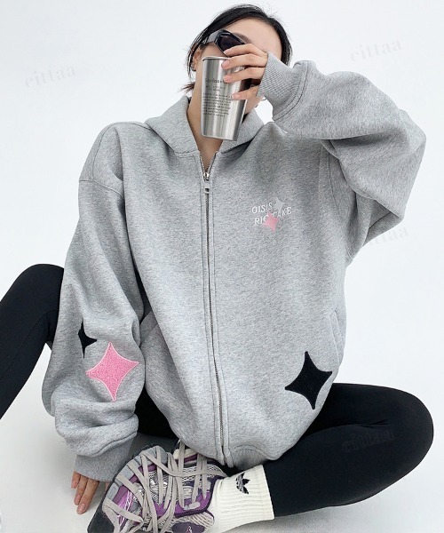 smyeon グレー フルジップ パーカー 韓国 smyeon グレー フルジップ
