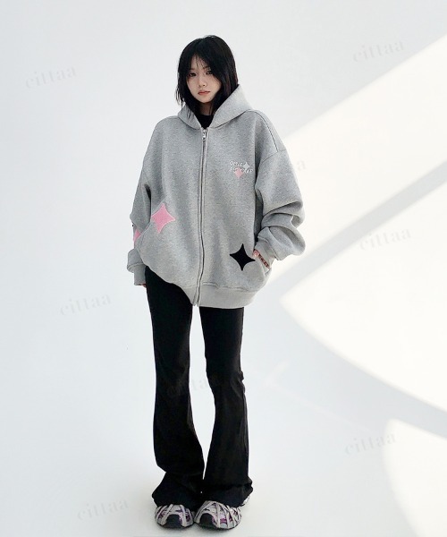 smyeon グレー フルジップ パーカー 韓国 smyeon グレー フルジップ