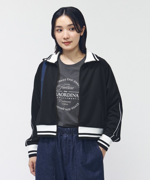 TIGORA(ティゴラ)の「ティゴラ TIGORA クロップドトラックジャケット(ジャージ・レディース・ブラック/チャコールグレー・S/M/XL/L)」の4枚目の写真