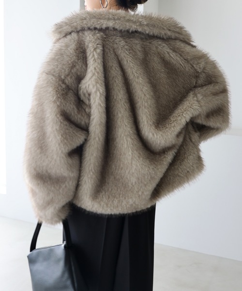 andme（アンドミー）の「ミックスファージャケット（その他アウター・レディース・ベージュ系その他/ブラウン/ブラウン系その他・FREE）」の21枚目の写真