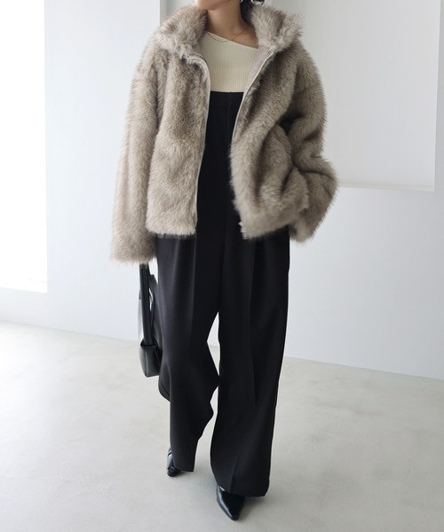 andme（アンドミー）の「ミックスファージャケット（その他アウター・レディース・ベージュ系その他/ブラウン/ブラウン系その他・FREE）」の22枚目の写真