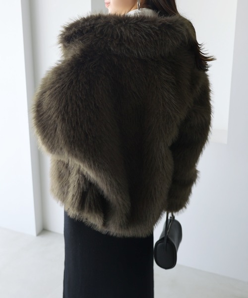 andme（アンドミー）の「ミックスファージャケット（その他アウター・レディース・ベージュ系その他/ブラウン/ブラウン系その他・FREE）」の14枚目の写真