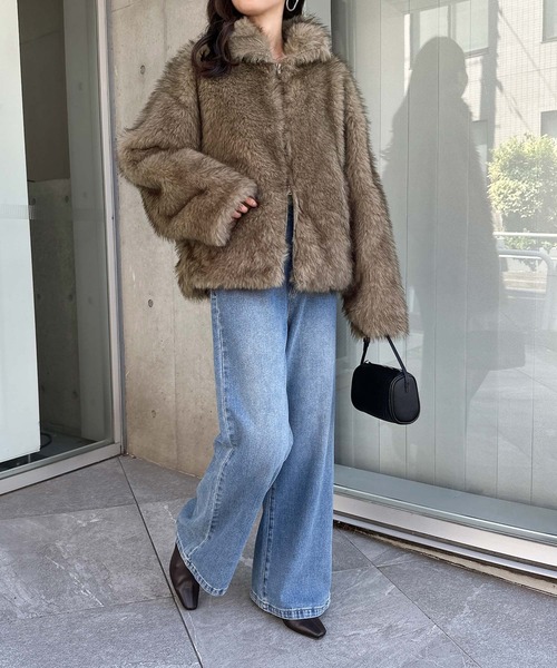 andme（アンドミー）の「ミックスファージャケット（その他アウター・レディース・ベージュ系その他/ブラウン/ブラウン系その他・FREE）」の9枚目の写真