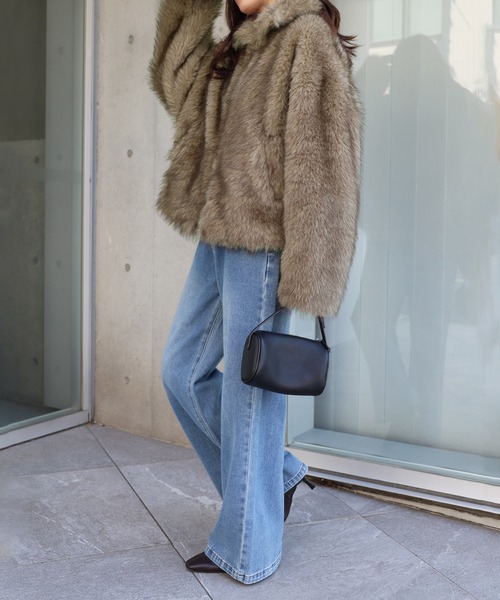 andme（アンドミー）の「ミックスファージャケット（その他アウター・レディース・ベージュ系その他/ブラウン/ブラウン系その他・FREE）」の7枚目の写真