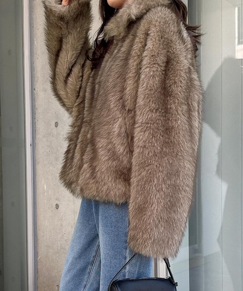 andme（アンドミー）の「ミックスファージャケット（その他アウター・レディース・ベージュ系その他/ブラウン/ブラウン系その他・FREE）」の5枚目の写真