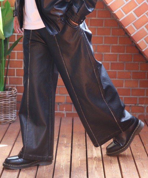8(eight)(エイト)の「ヴィンテージ加工合皮ワイドパンツ(その他パンツ・メンズ・ブラック・MEDIUM/LARGE)」の8枚目の写真