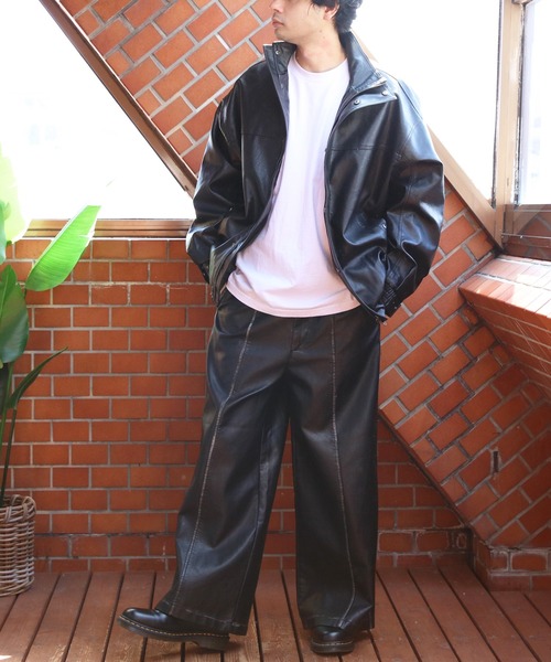 8(eight)(エイト)の「ヴィンテージ加工合皮ワイドパンツ(その他パンツ・メンズ・ブラック・MEDIUM/LARGE)」の4枚目の写真