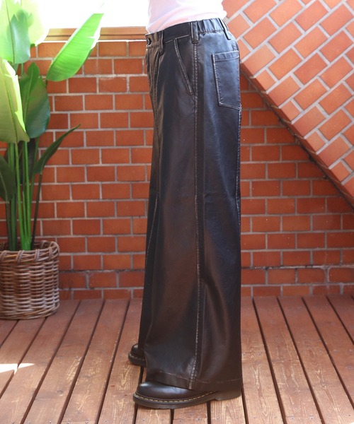8(eight)(エイト)の「ヴィンテージ加工合皮ワイドパンツ(その他パンツ・メンズ・ブラック・MEDIUM/LARGE)」の5枚目の写真