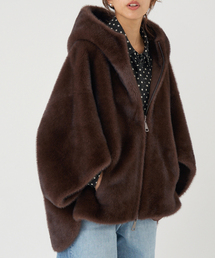 ハリヌキロゴフェイクファー　ジャケット　ブラウン系　M ZARA】LIMITED EDITIONフェイクファージャケット 5194/901/778