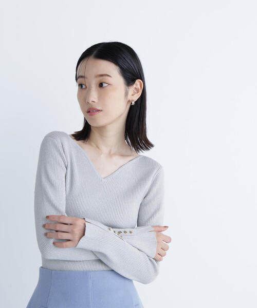 セール】◇ニュアンスネックラメリブニット（ニット/セーター