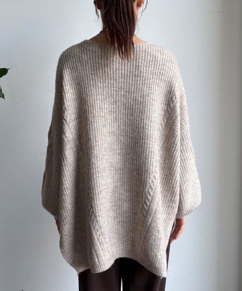DouDou（ドゥドゥ）の「ボリュームケーブルプルオーバー（ニット/セーター・レディース・カーキ/チャコールグレー/ベージュ/ブラウン・FREE）」の5枚目の写真
