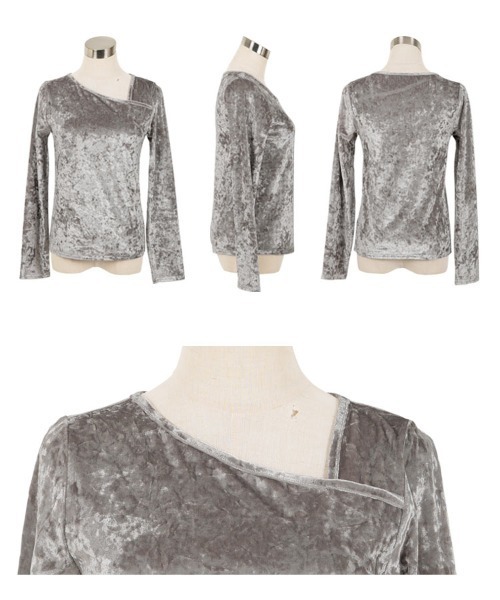 KOBE LETTUCE（コウベレタス）の「クラッシュベロアアシンメトリーネックトップス（Tシャツ/カットソー・レディース・シルバー/ブラック/ゴールド/ピンク・M）」の9枚目の写真