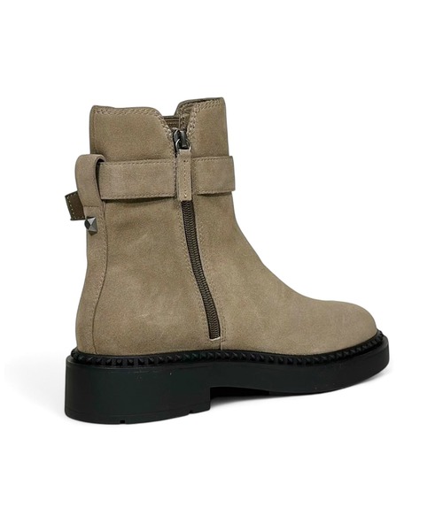ASH アッシュ ショートブーツ スエード　ベージュ　ボア ASH/アッシュ【MARGOT】ベルト厚底ショートブーツ サイドゴア
