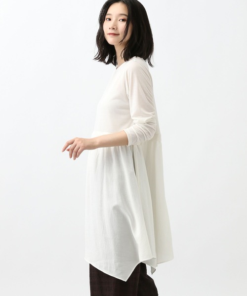 studio CLIP（スタディオクリップ）の「《natural by clip》ドッキングフレアチュニック（チュニック・レディース・アイボリー/チャコール・FREE）」の2枚目の写真