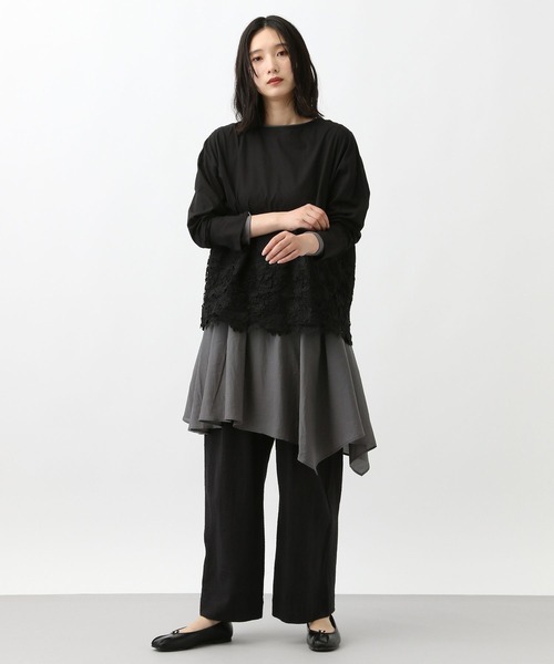 studio CLIP（スタディオクリップ）の「《natural by clip》ドッキングフレアチュニック（チュニック・レディース・アイボリー/チャコール・FREE）」の7枚目の写真