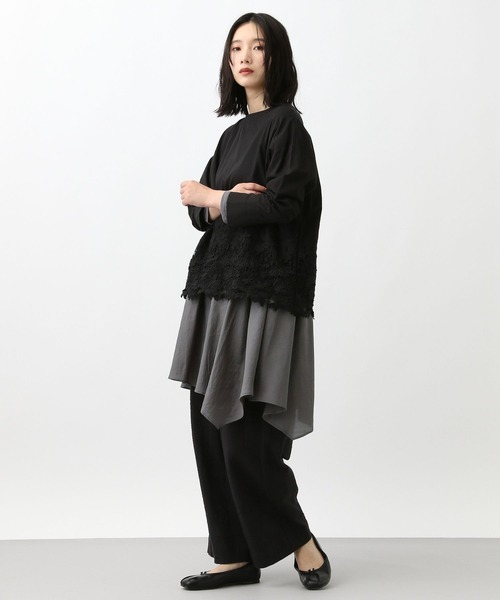 studio CLIP（スタディオクリップ）の「《natural by clip》ドッキングフレアチュニック（チュニック・レディース・アイボリー/チャコール・FREE）」の8枚目の写真