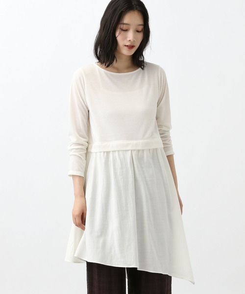 studio CLIP（スタディオクリップ）の「《natural by clip》ドッキングフレアチュニック（チュニック・レディース・アイボリー/チャコール・FREE）」の9枚目の写真