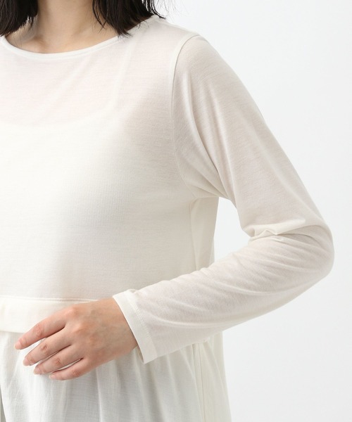 studio CLIP（スタディオクリップ）の「《natural by clip》ドッキングフレアチュニック（チュニック・レディース・アイボリー/チャコール・FREE）」の15枚目の写真