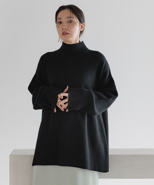 Andemiu（アンデミュウ）の「アクアハイネックミドルニット491833（ニット/セーター・レディース・オフホワイト/ブラック/ブラウン・FREE）」の3枚目の写真