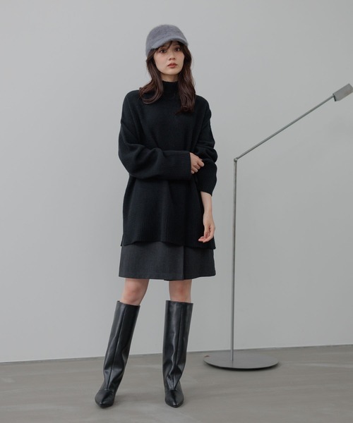 Andemiu（アンデミュウ）の「アクアハイネックミドルニット491833（ニット/セーター・レディース・オフホワイト/ブラック/ブラウン・FREE）」の6枚目の写真