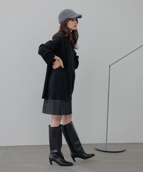 Andemiu（アンデミュウ）の「アクアハイネックミドルニット491833（ニット/セーター・レディース・オフホワイト/ブラック/ブラウン・FREE）」の8枚目の写真