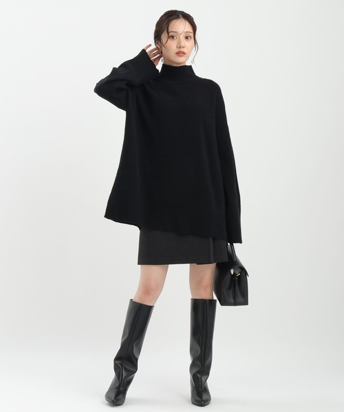 Andemiu（アンデミュウ）の「アクアハイネックミドルニット491833（ニット/セーター・レディース・オフホワイト/ブラック/ブラウン・FREE）」の18枚目の写真