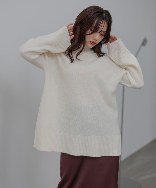 セール】アクアハイネックミドルニット491833（ニット/セーター