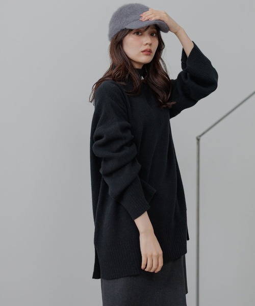 セール】アクアハイネックミドルニット491833（ニット/セーター