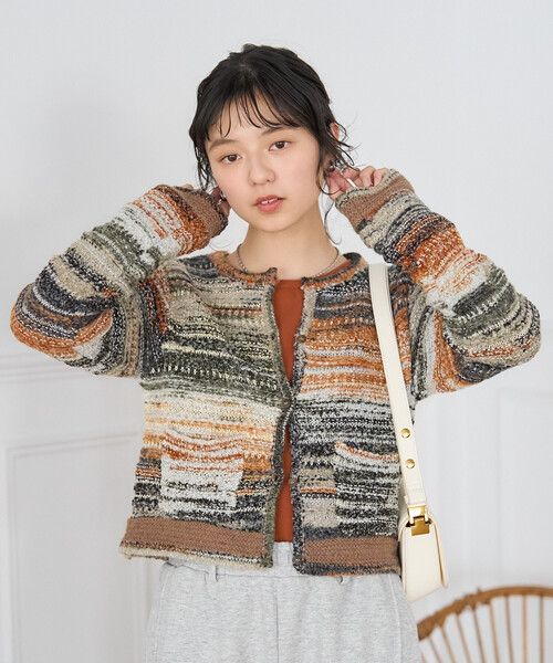 セール】ミックスヤーンカラー ニットカーディガン（カーディガン