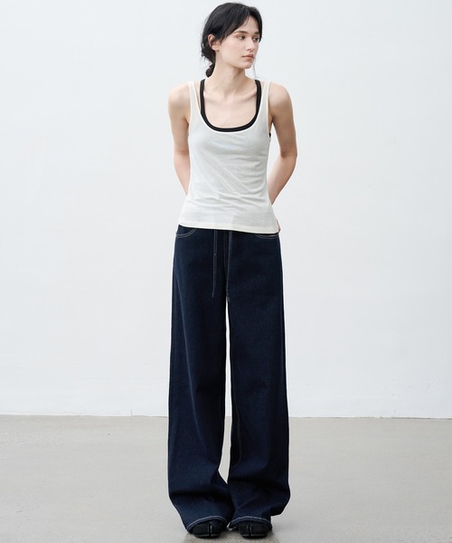 tageechita（タジチタ）の「【tageechita】ドロスト ストレートワイドデニムパンツ（デニムパンツ・レディース・インディゴブルー・S/M/L）」の4枚目の写真