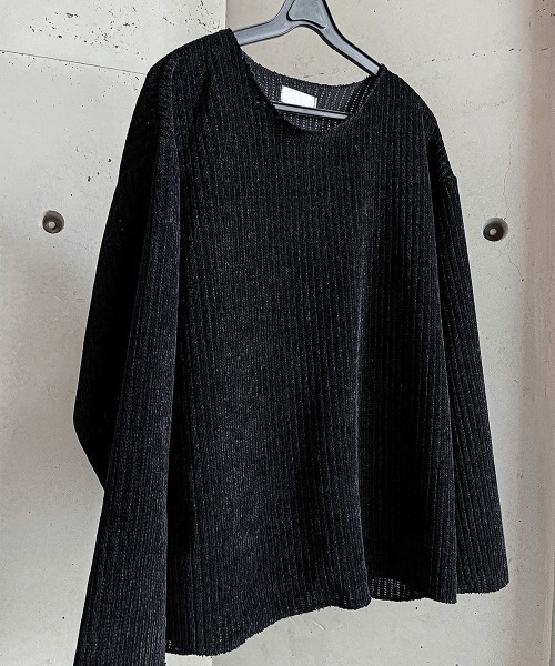 COSYHARU（コシハル）の「ベロアライクニットTシャツ（Tシャツ/カットソー・メンズ・ベージュ/ブラック/グレー・FREE）」の15枚目の写真