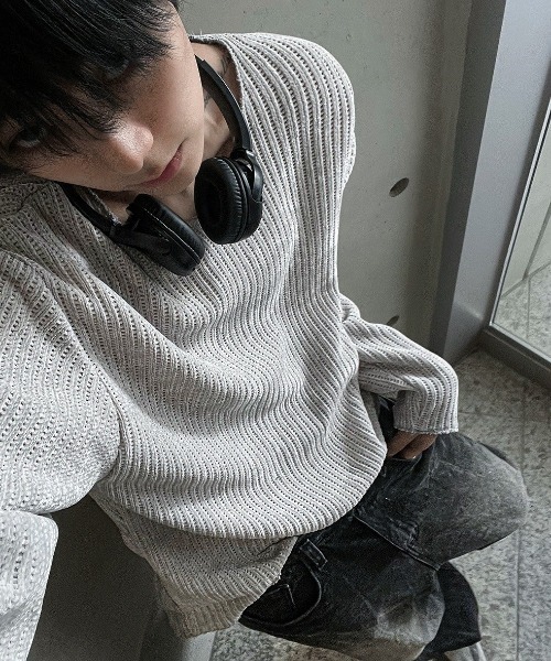 COSYHARU（コシハル）の「ベロアライクニットTシャツ（Tシャツ/カットソー・メンズ・ベージュ/ブラック/グレー・FREE）」の18枚目の写真