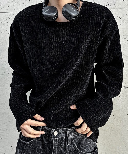 COSYHARU（コシハル）の「ベロアライクニットTシャツ（Tシャツ/カットソー・メンズ・ベージュ/ブラック/グレー・FREE）」の16枚目の写真