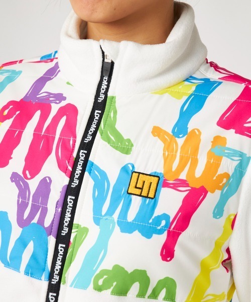 Loudmouth(ラウドマウス)の「LOUDMOUTH ラウドマウス ゴルフウェア 中綿入り ストレッチ 総柄 ハイネック フルジップ ブルゾン(ブルゾン・レディース・オレンジ系その他/ブラック系その他/ホワイト系その他・LL/M/L/S)」の10枚目の写真