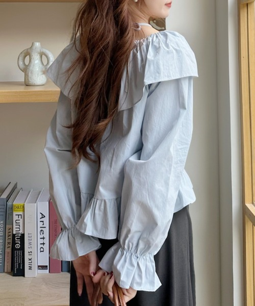 Ada.(エイダ)の「ビックカラー ジップデザイン キャンディースリーブ ブラウス(シャツ/ブラウス・レディース・ネイビー/ライトブルー/アイボリー・FREE)」の13枚目の写真