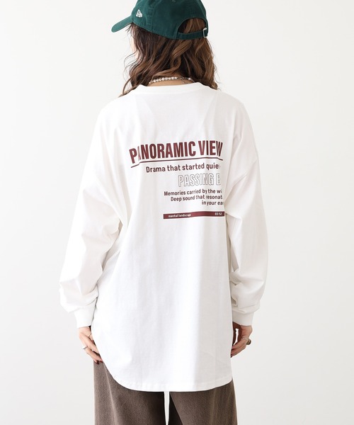 myke(ミーカ)の「myke ラウンドヘムBIGシルエットプリントロンT(Tシャツ/カットソー・レディース・カーキ/ホワイト系1/ホワイト系2/チャコール・M)」の8枚目の写真